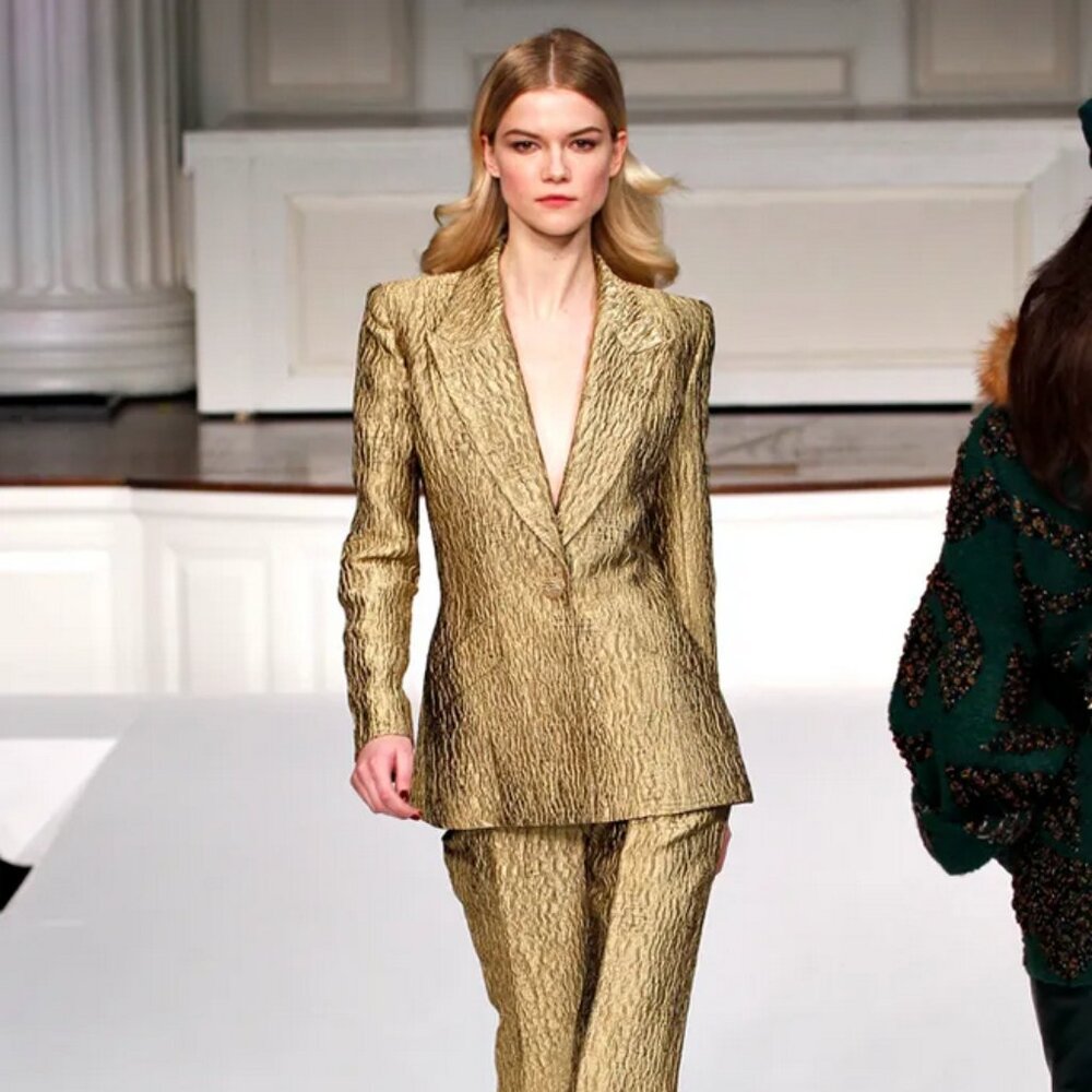 Oscar de la Renta Gold Metallic Blazer Jacket Fall 2011